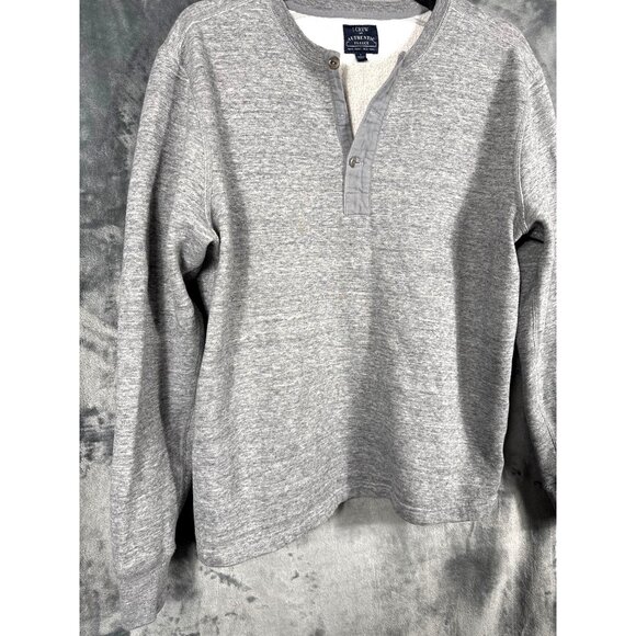 J.Crew Authentic Fleece Henley Mens Sweatshirt Large Gray - Picture 4 of 10